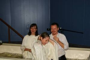 One of many baptisms....it should also be said that Dallas let me baptized a number of times so I could practice in the new tank.  